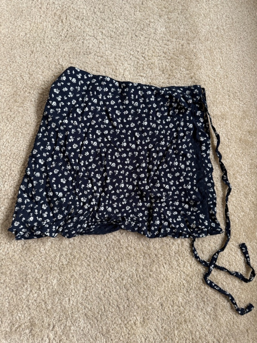Brandy Melville Navy Floral Wrap Skirt